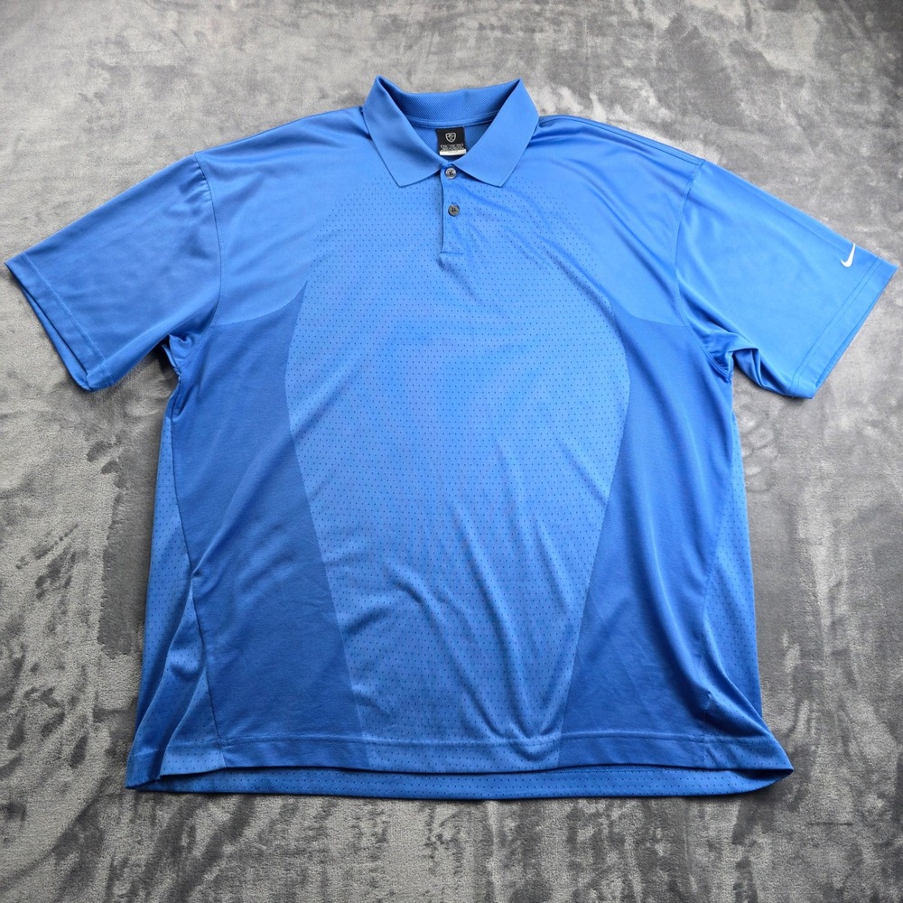 Nike Golf Polo XXL Blue Mens Regular Fit Polyester Dri-FIT Breathable Mesh Shirt